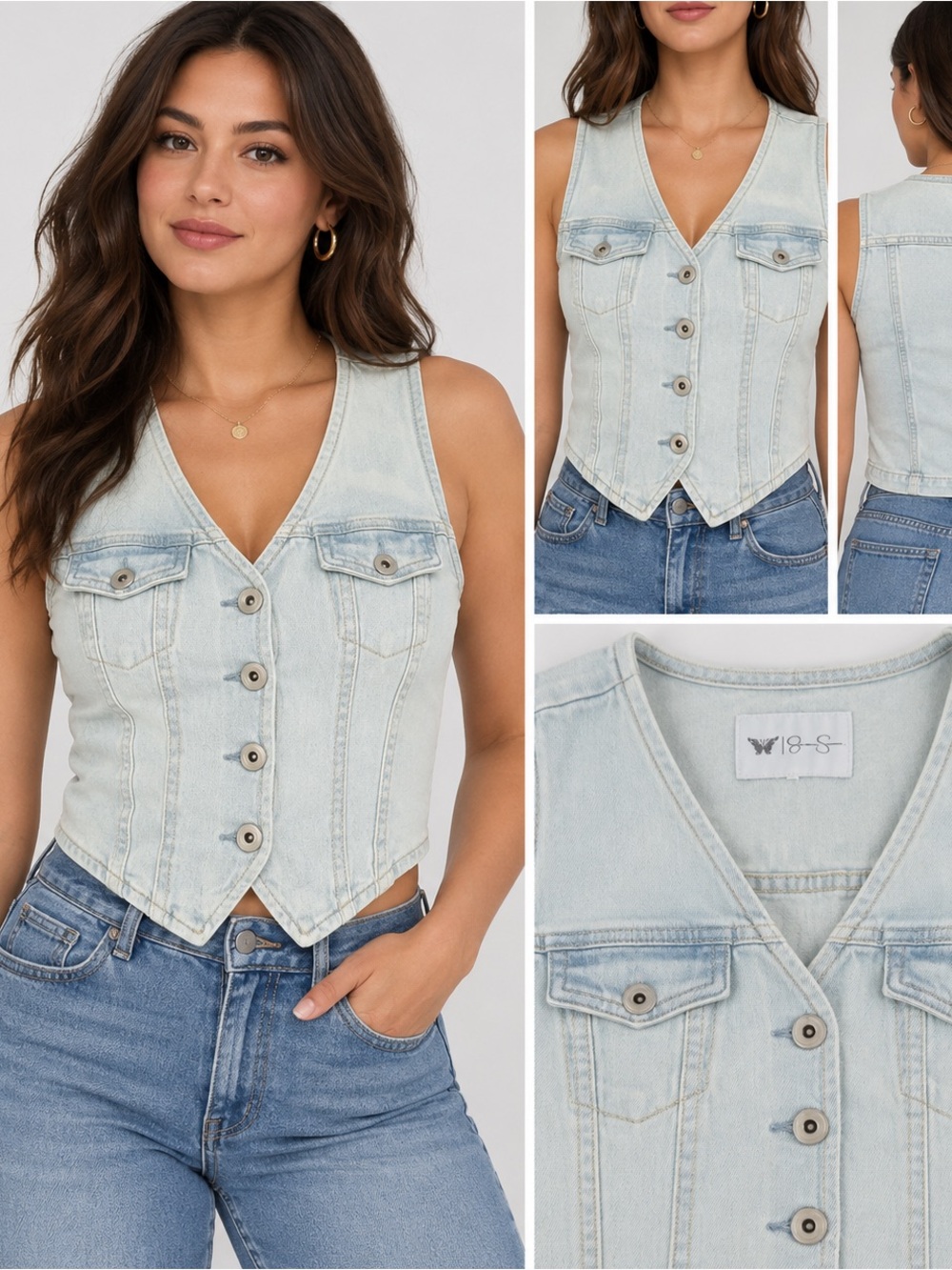 Jessica Simpson Light Wash Denim Vest